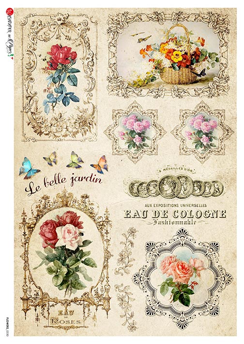 Victorian Flowers Rice Paper