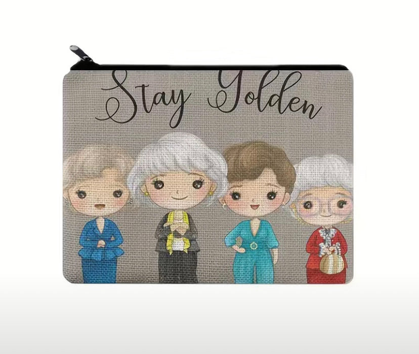 Stay Golden makeup bag/ coin purse-gray