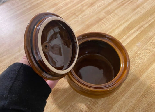 Crock with lid and handle