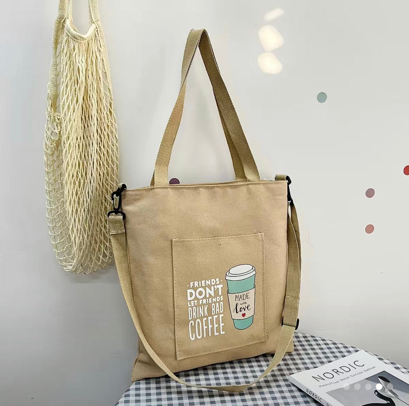 Coffee Tote Canvas Bag Beige