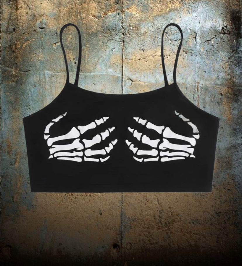 Skeleton hands crop top