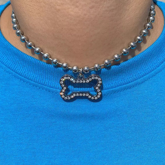 Bling Dog bone necklace
