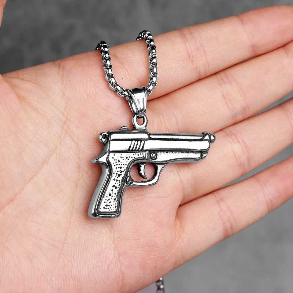 Silver Pistol Necklace