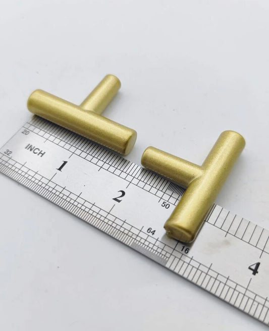 Gold T shape drawer pulls Set of 8