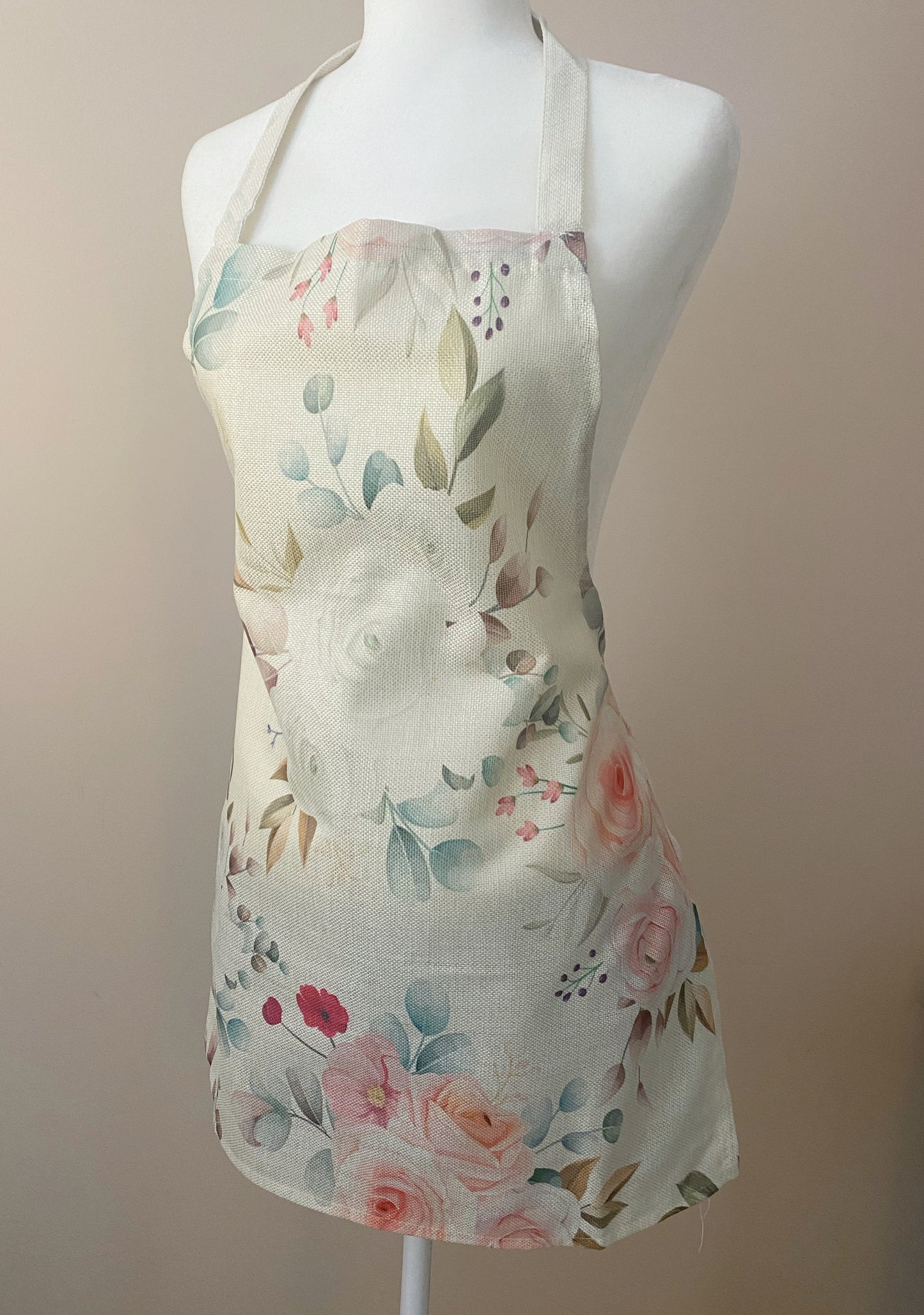 Floral rose apron cream color