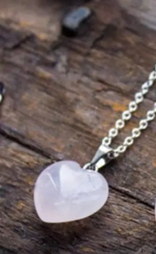 Rose quartz heart necklace
