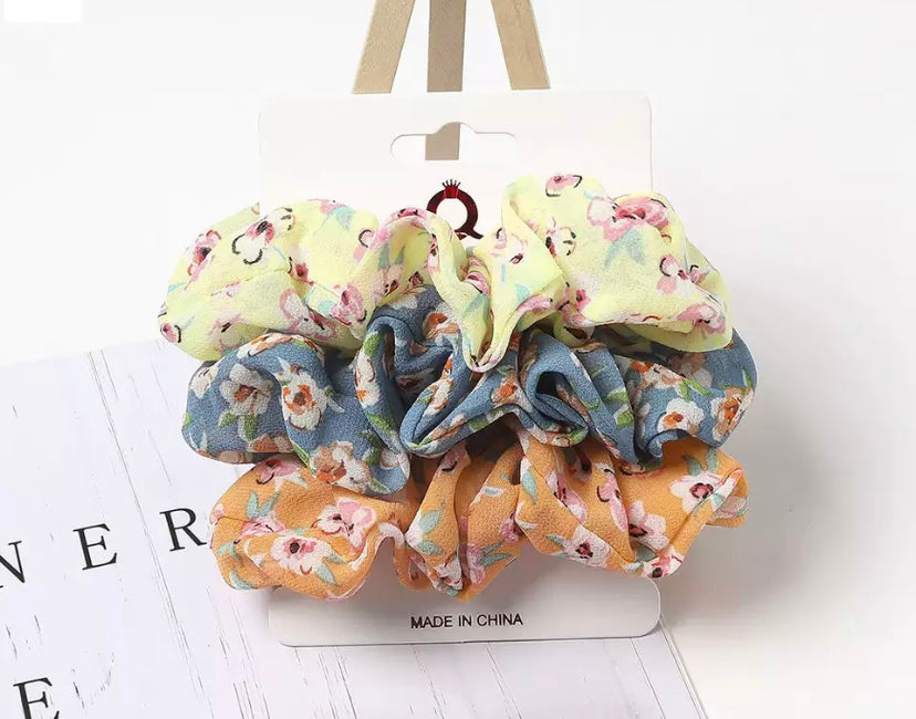 Floral Scrunchie Pack 3 pcs