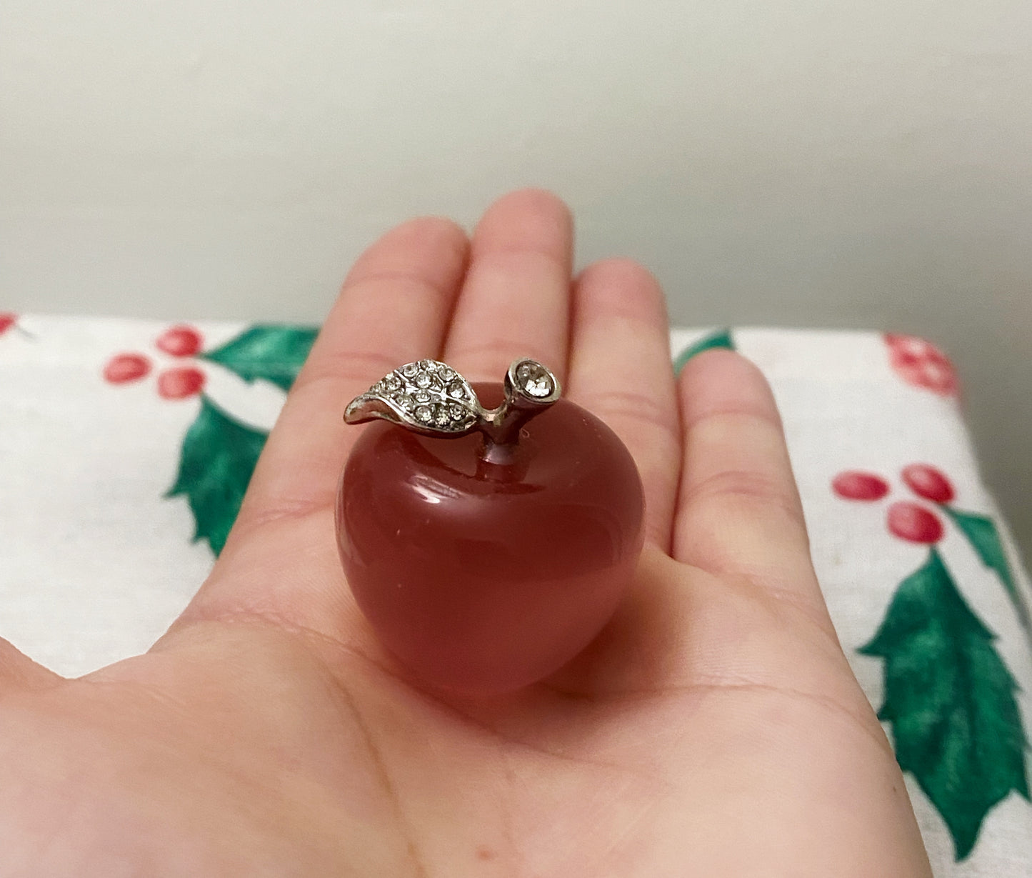 Mini Pink Apple Figurine Natural Crystal