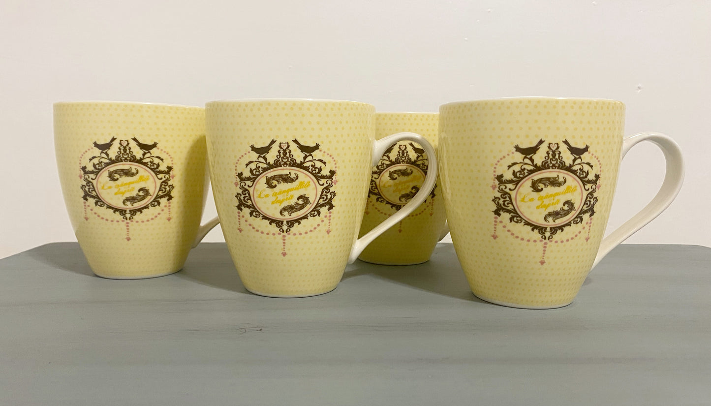 French Shabby Chic Mugs Set of 4