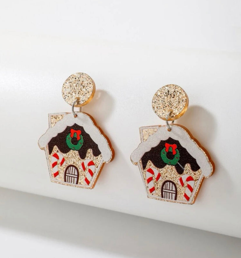 Christmas Glitter Cottage earrings