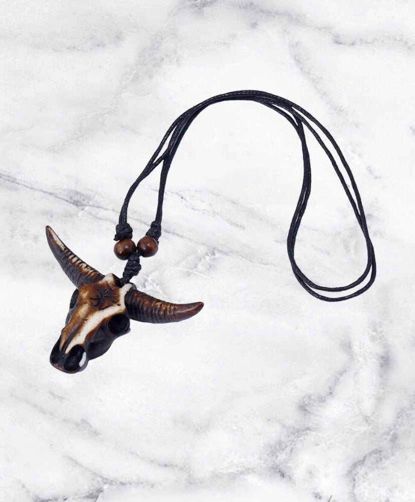 Rustic bull necklace