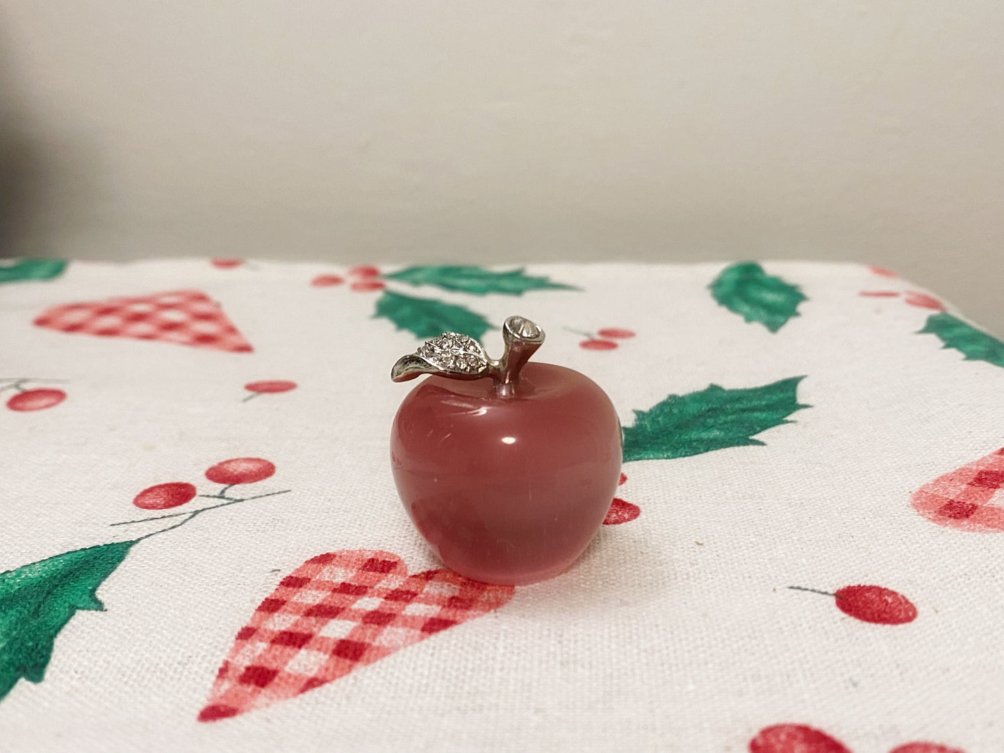Mini Pink Apple Figurine Natural Crystal