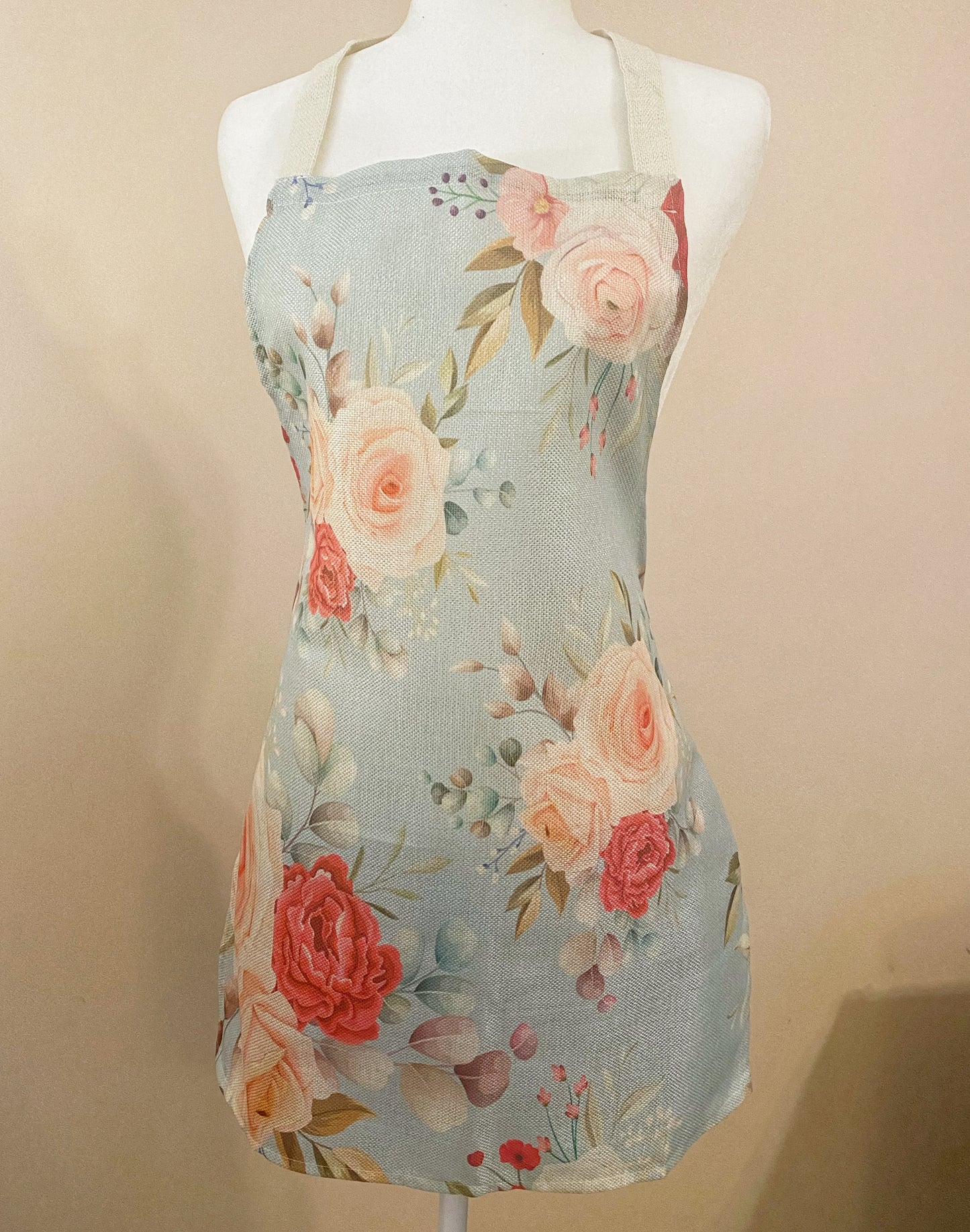 Blue Floral rose apron