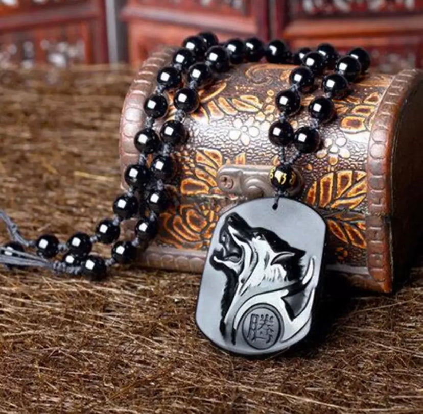 Obsidian Wolf Necklace