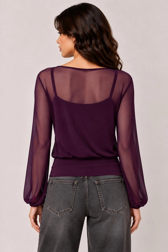 Bell Sleeve Top Wiith Cami Tank Y2K Style