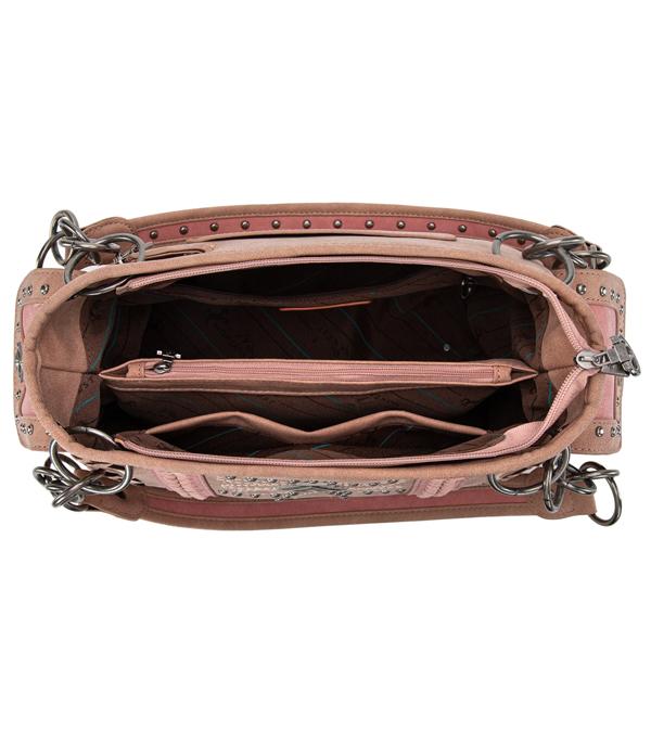 Montana West Boot Stitch Satchel Bag- Light Pink