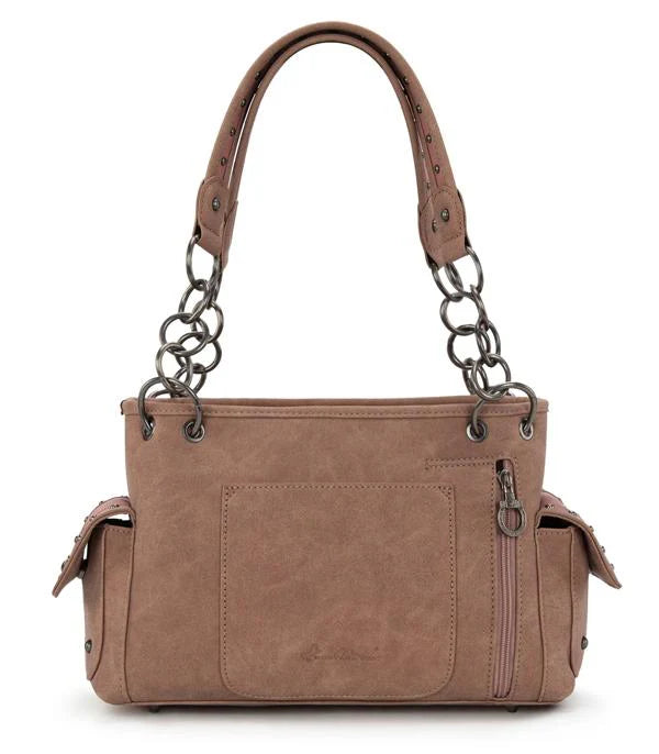 Montana West Boot Stitch Satchel Bag- Light Pink