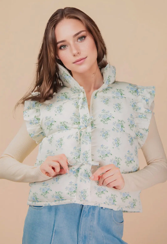 Floral Ruffle Vest