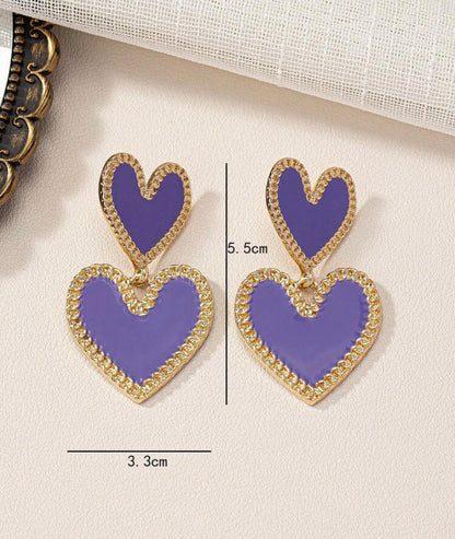 Pretty Heart Earrings Purple