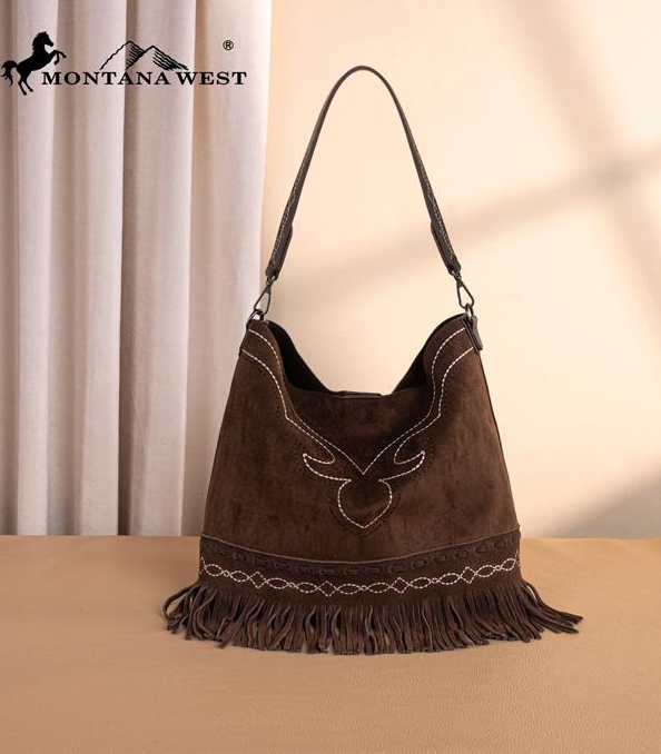 Montana West Fringe Hobo Bag: Coffee