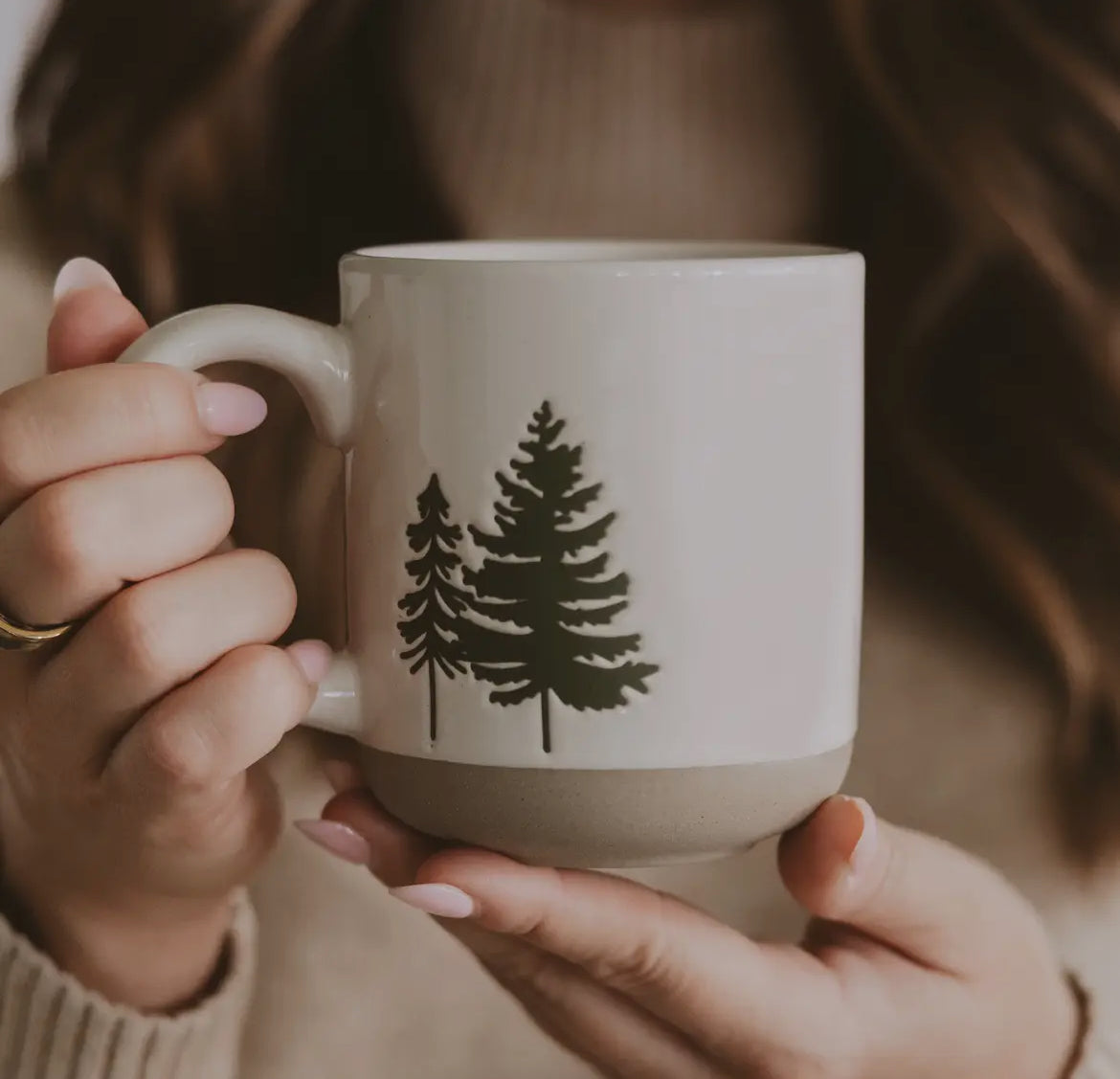 Green Trees Stoneware Mug