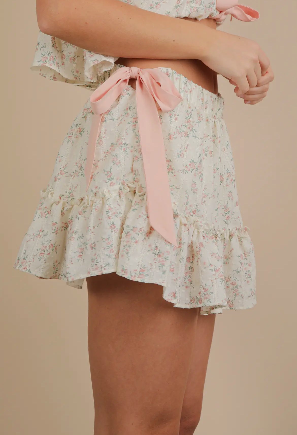Pink Floral Bow Skort