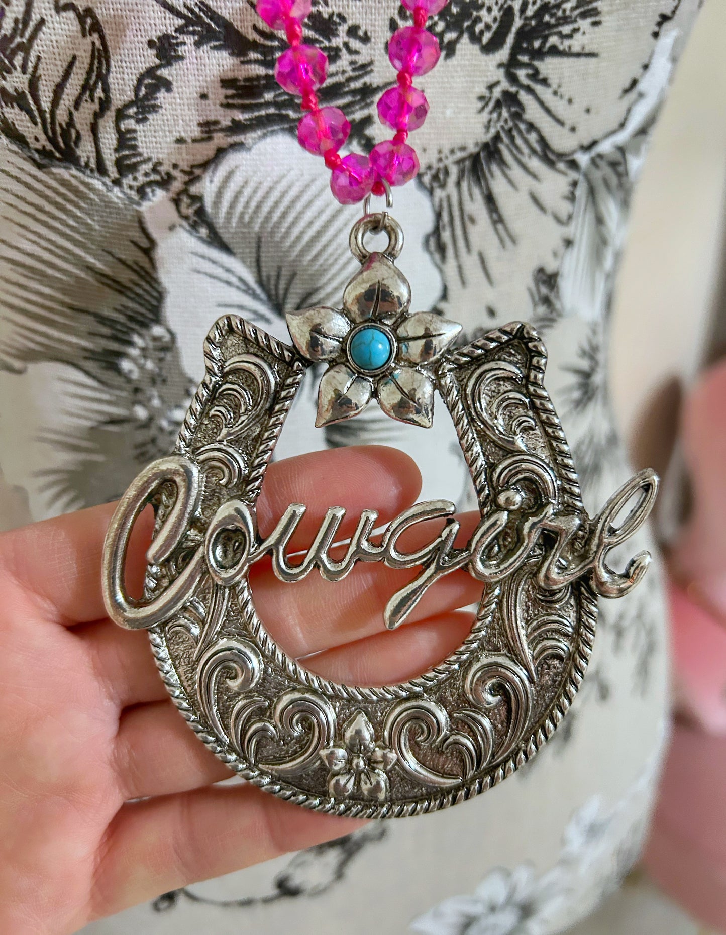 Hot Pink Cowgirl Necklace Super Long Chain