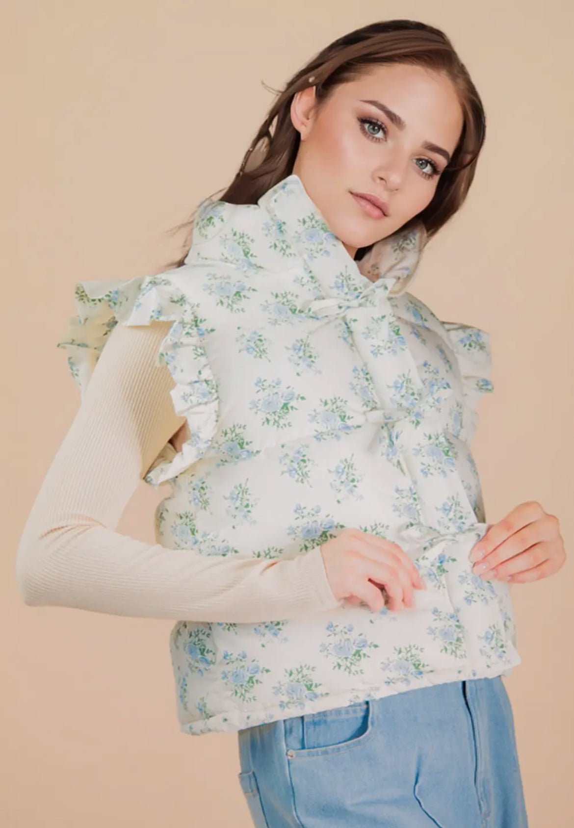 Floral Ruffle Vest