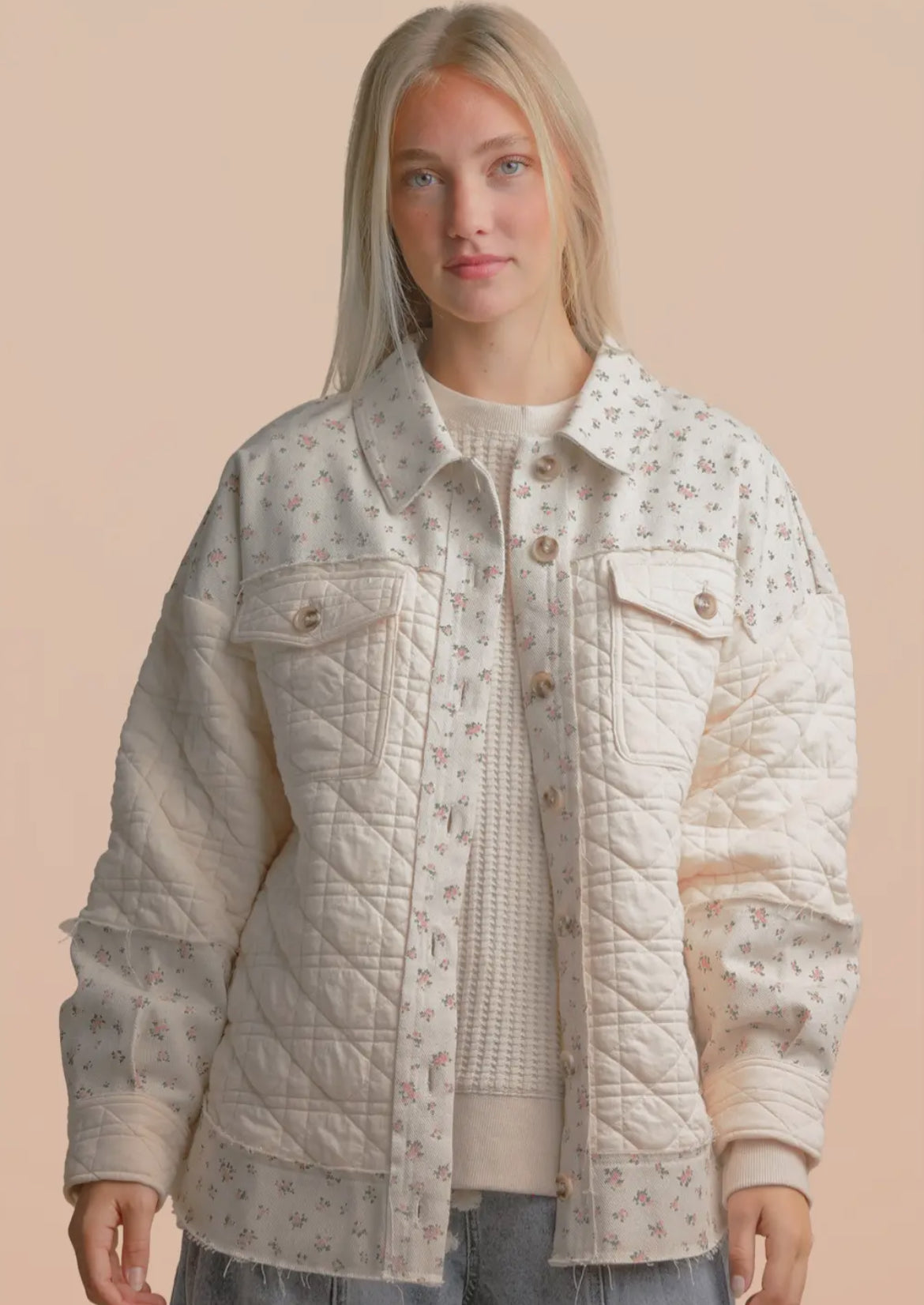 Floral Contrast Oversized Jacket