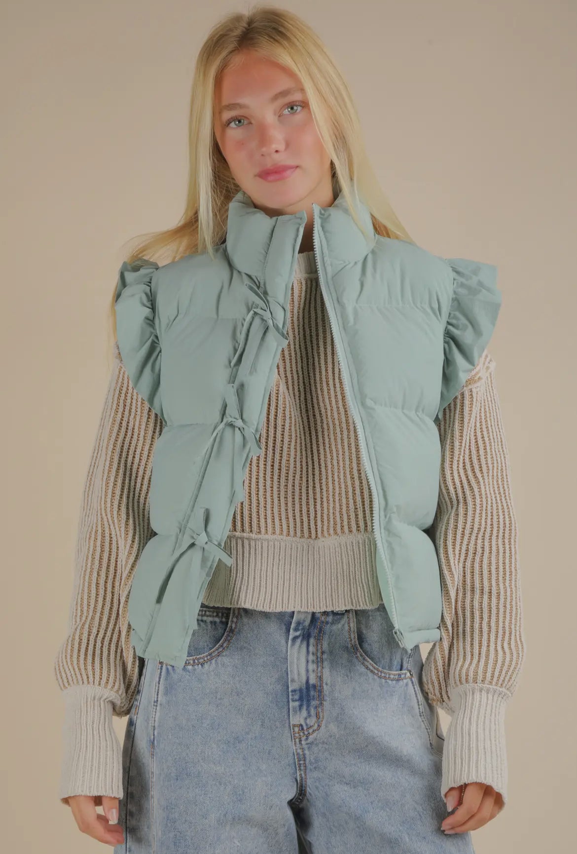 Sage Ruffle Vest