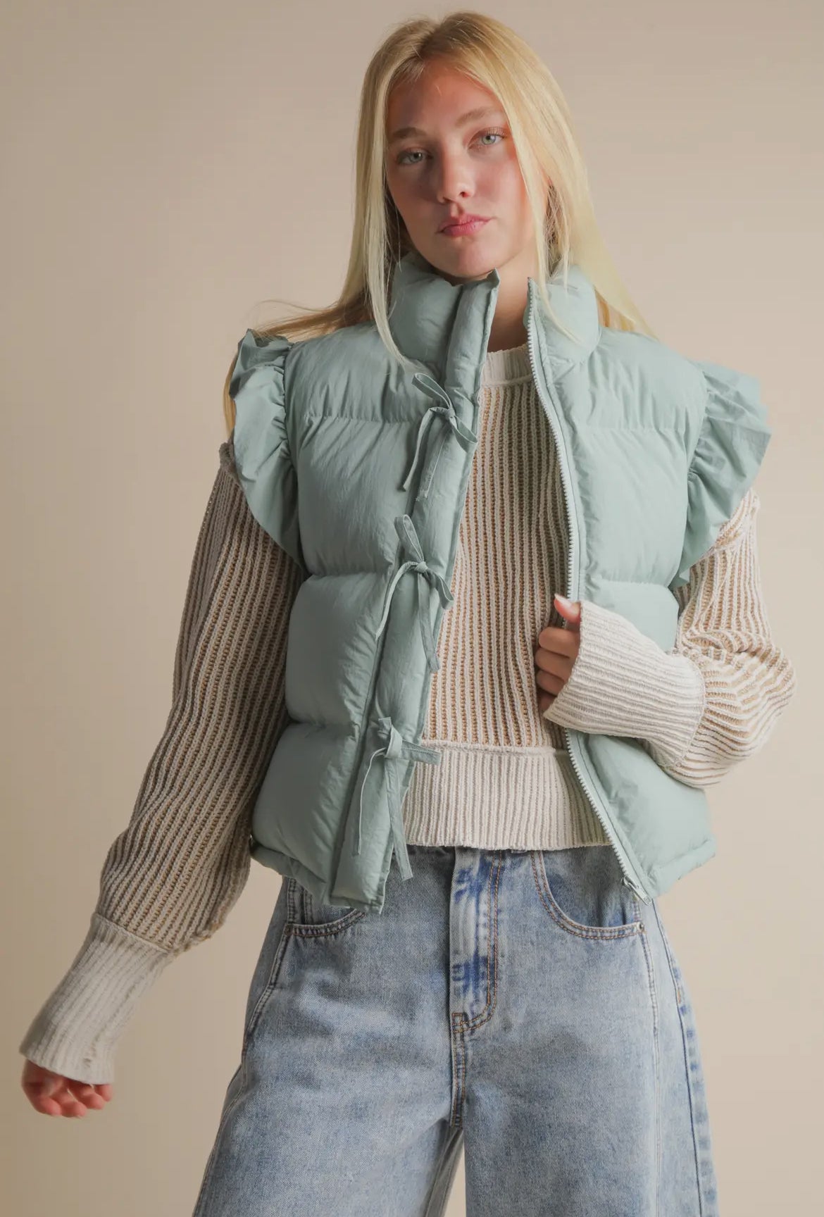 Sage Ruffle Vest
