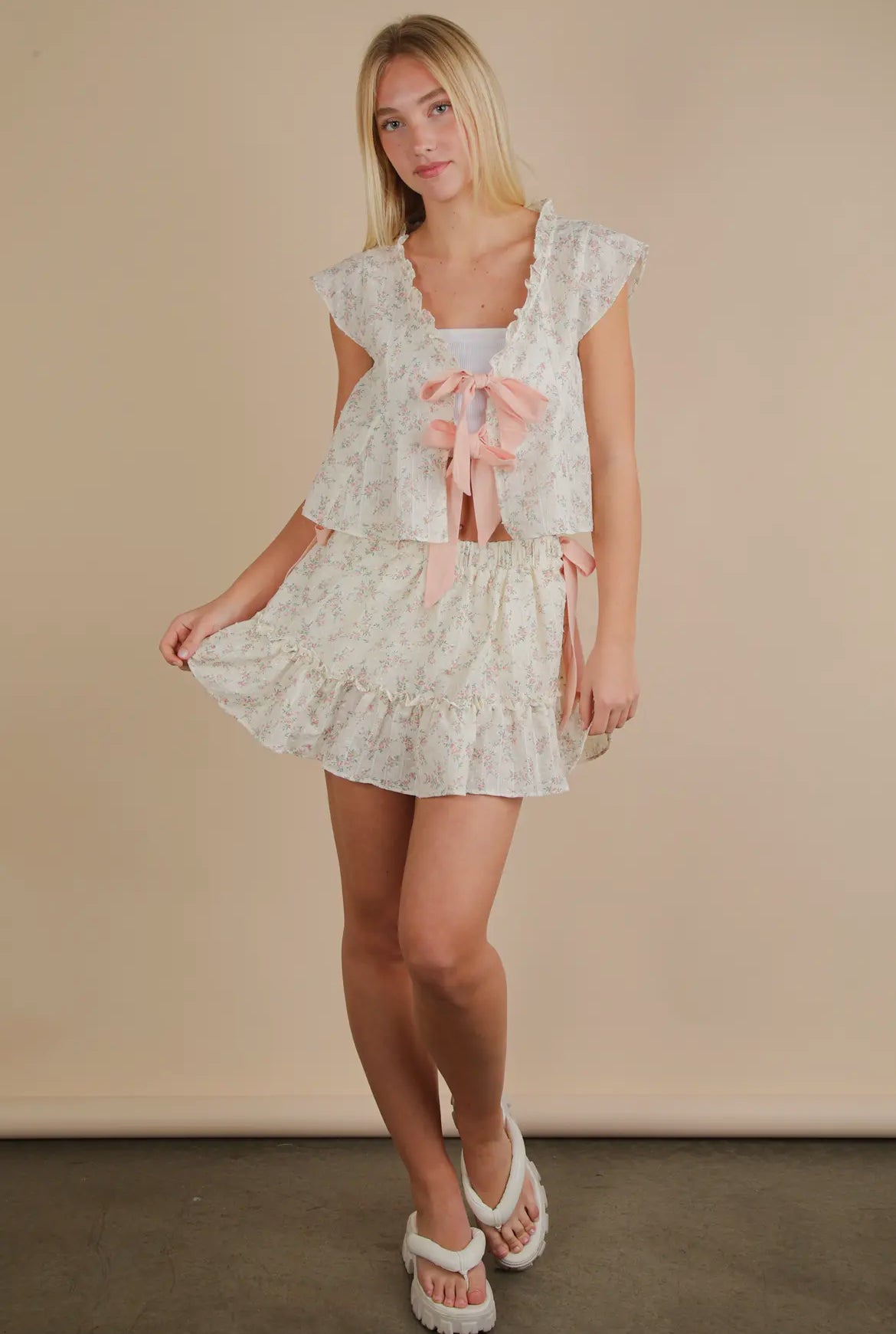 Pink Floral Bow Skort