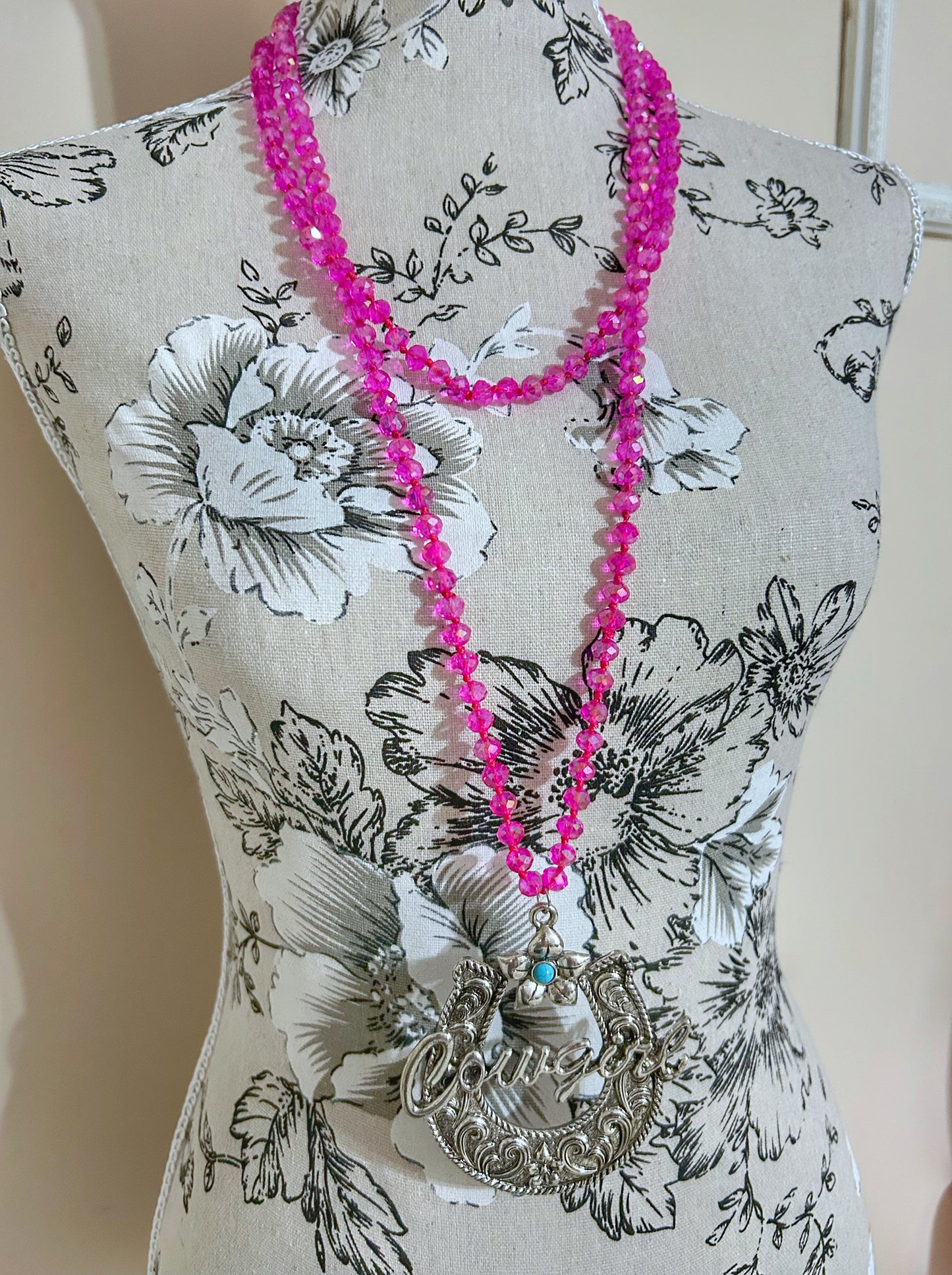 Hot Pink Cowgirl Necklace Super Long Chain