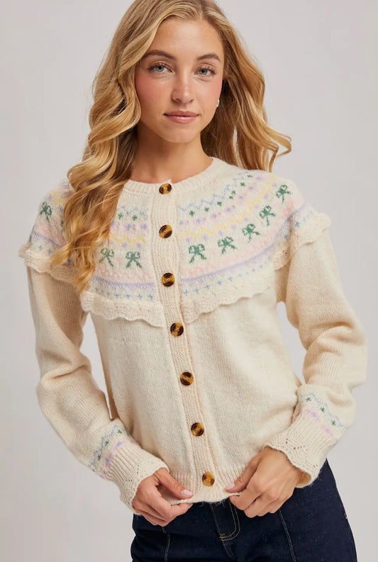 Ruffle Bow Cardigan