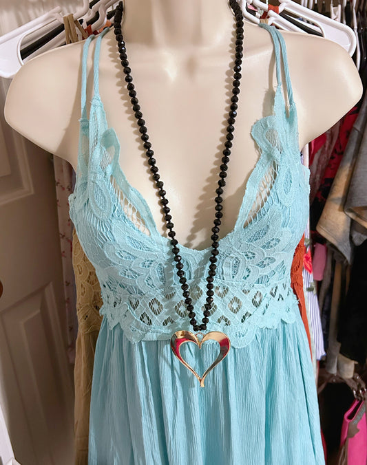 Golden Heart Necklace Long Chain