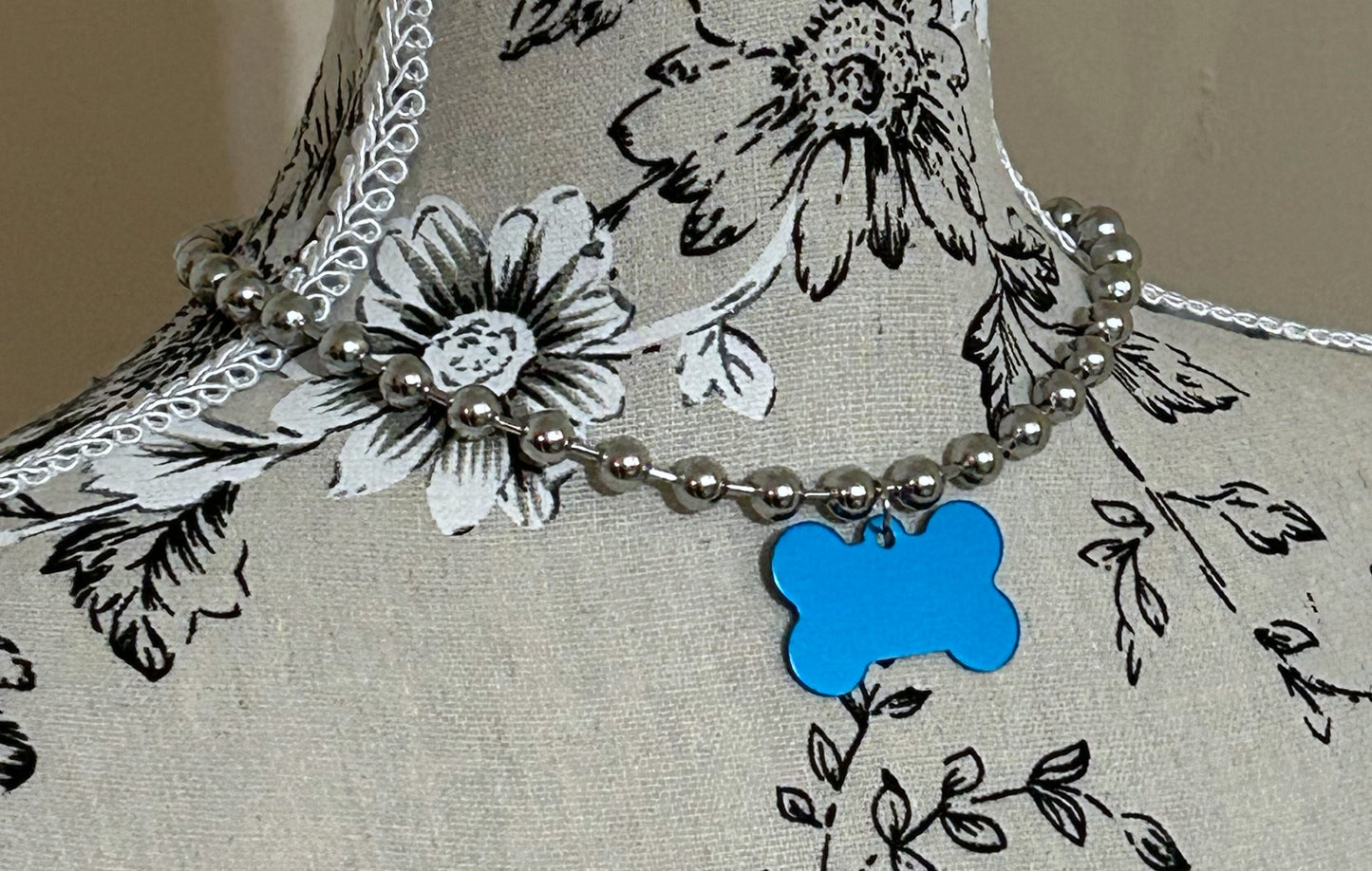 Bone Dog necklace: Blue