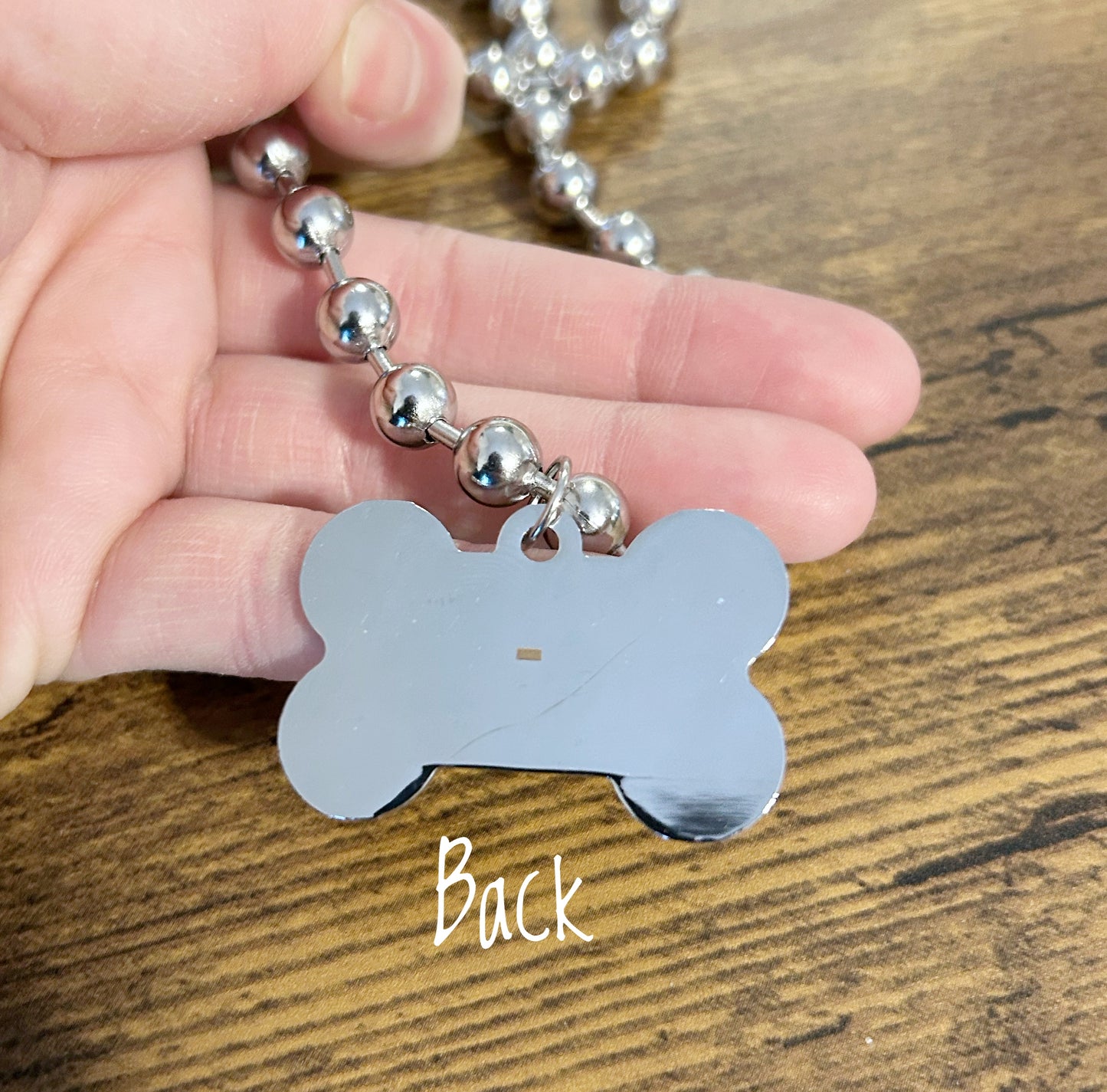 Pink Glitter Dog Bone necklace