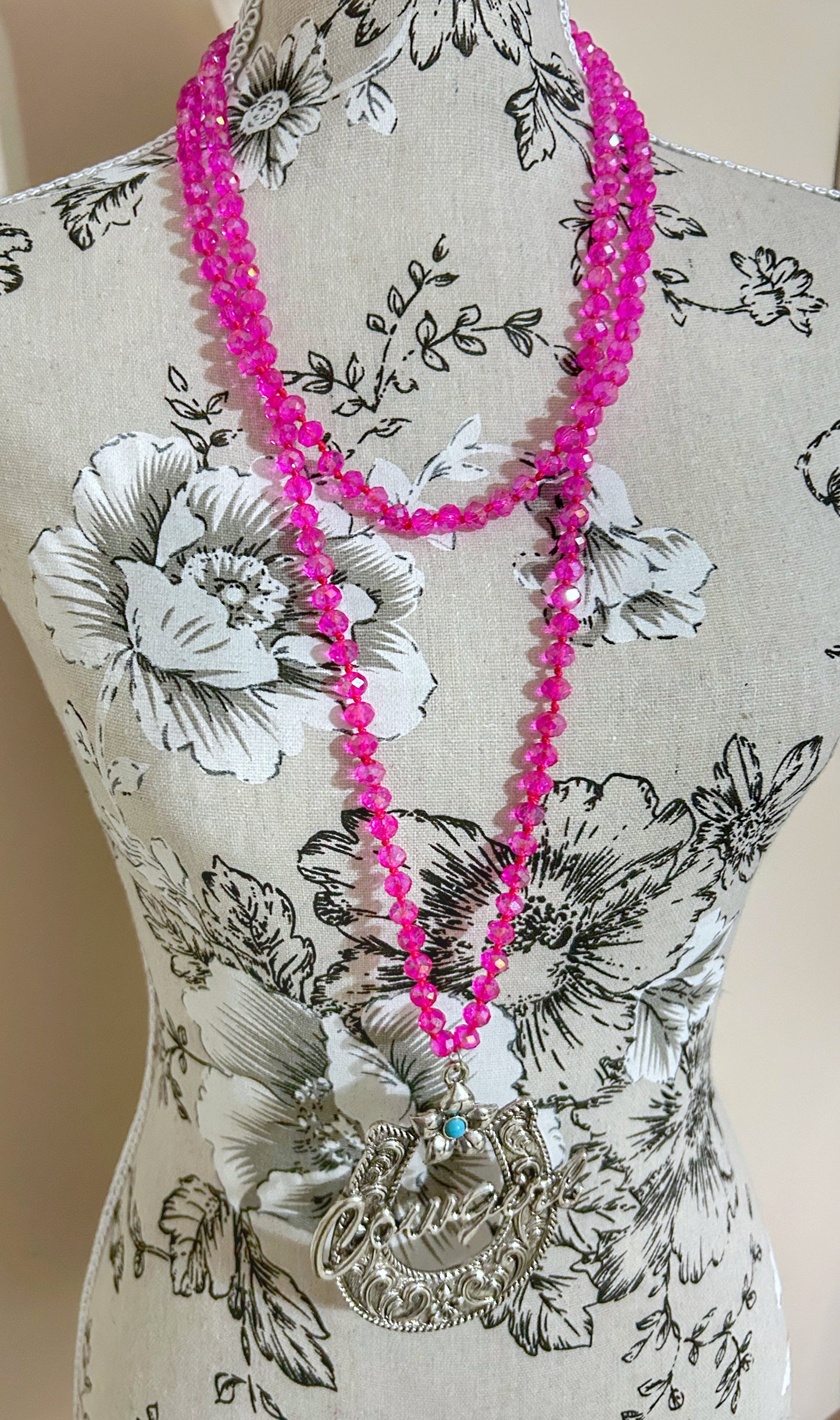 Hot Pink Cowgirl Necklace Super Long Chain