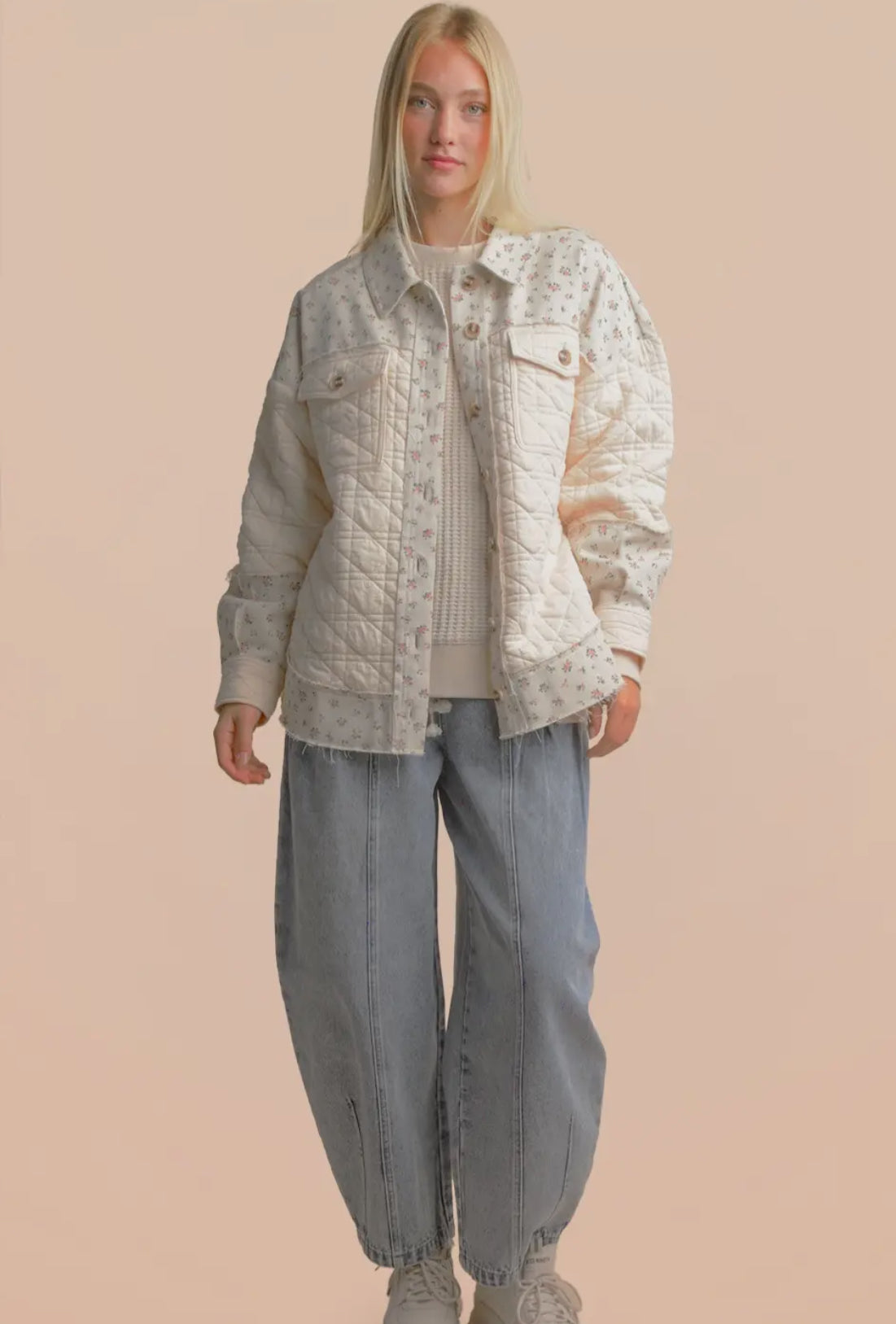 Floral Contrast Oversized Jacket