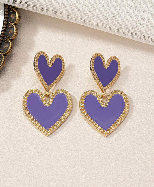 Pretty Heart Earrings Purple
