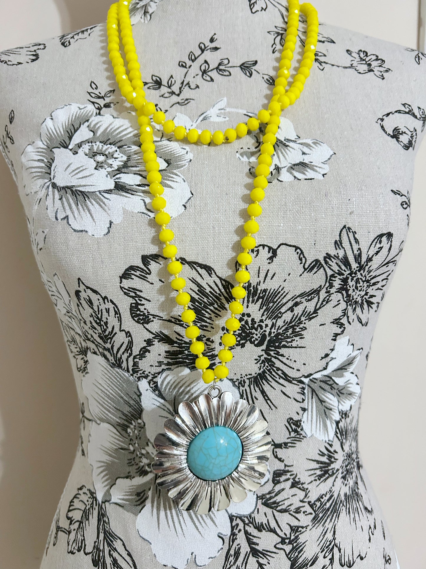 Yellow Flower Necklace Super Long Chain