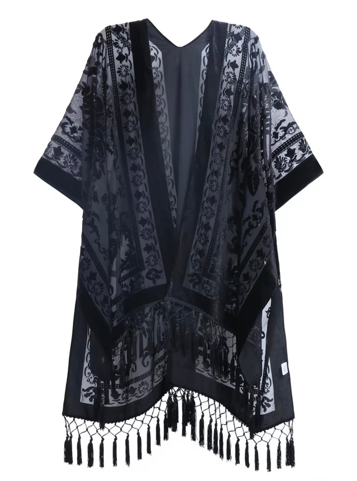 Burnout Velvet Kimono Dark Gray