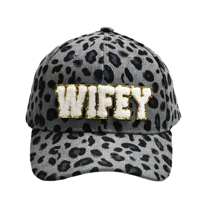 Wifey Patch Hat: Leopard Gray