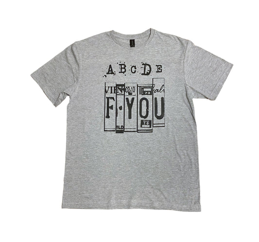  Humorous tee, Statement shirt, Clever alphabet design, Bold fashion, Playful message, Irreverent humor, Casual wear, Cotton blend fabric, Comfortable fit, Trendy colors, Edgy style, Unique design, Conversation starter, Attitude tee, Graphic print, Streetwear fashion, Expressive clothing, Casual outfit, Personality shirt, Fashion statement