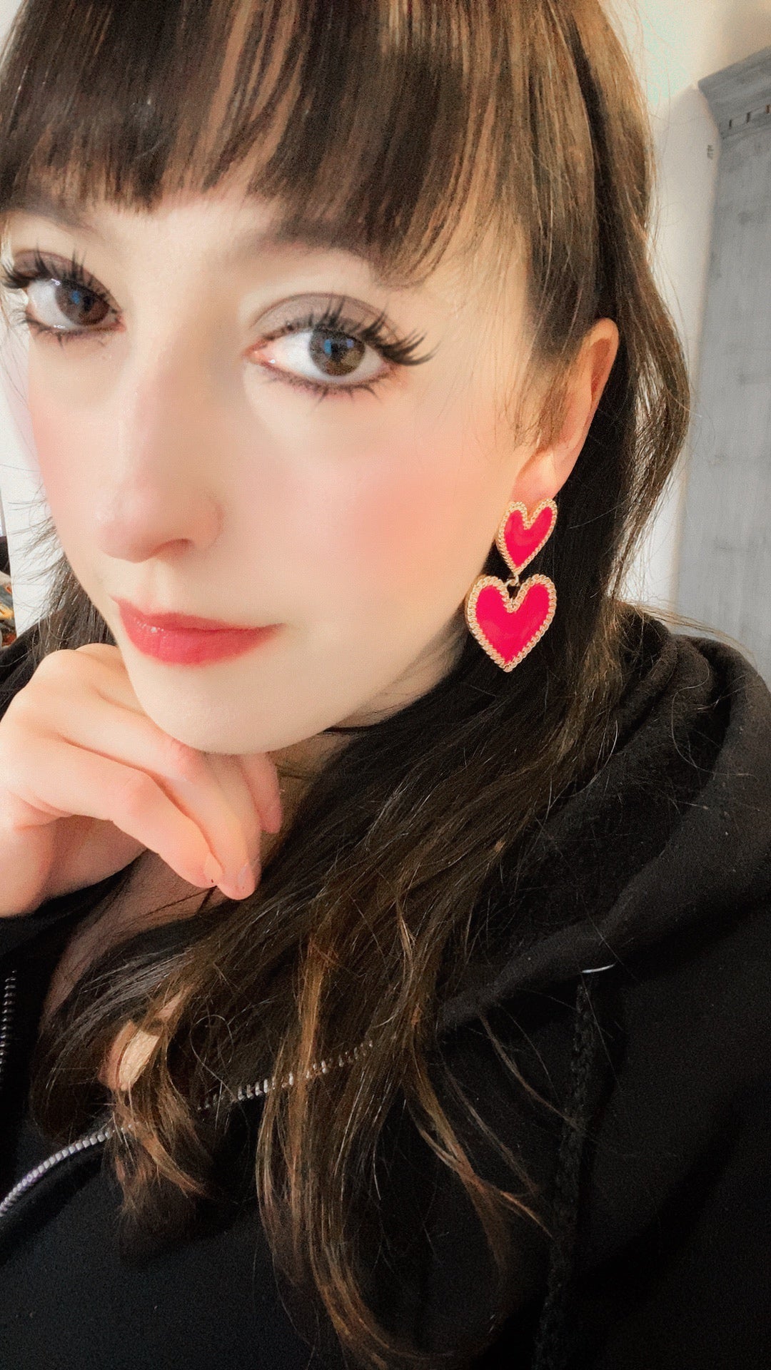 Pretty Heart Earrings Hot Pink