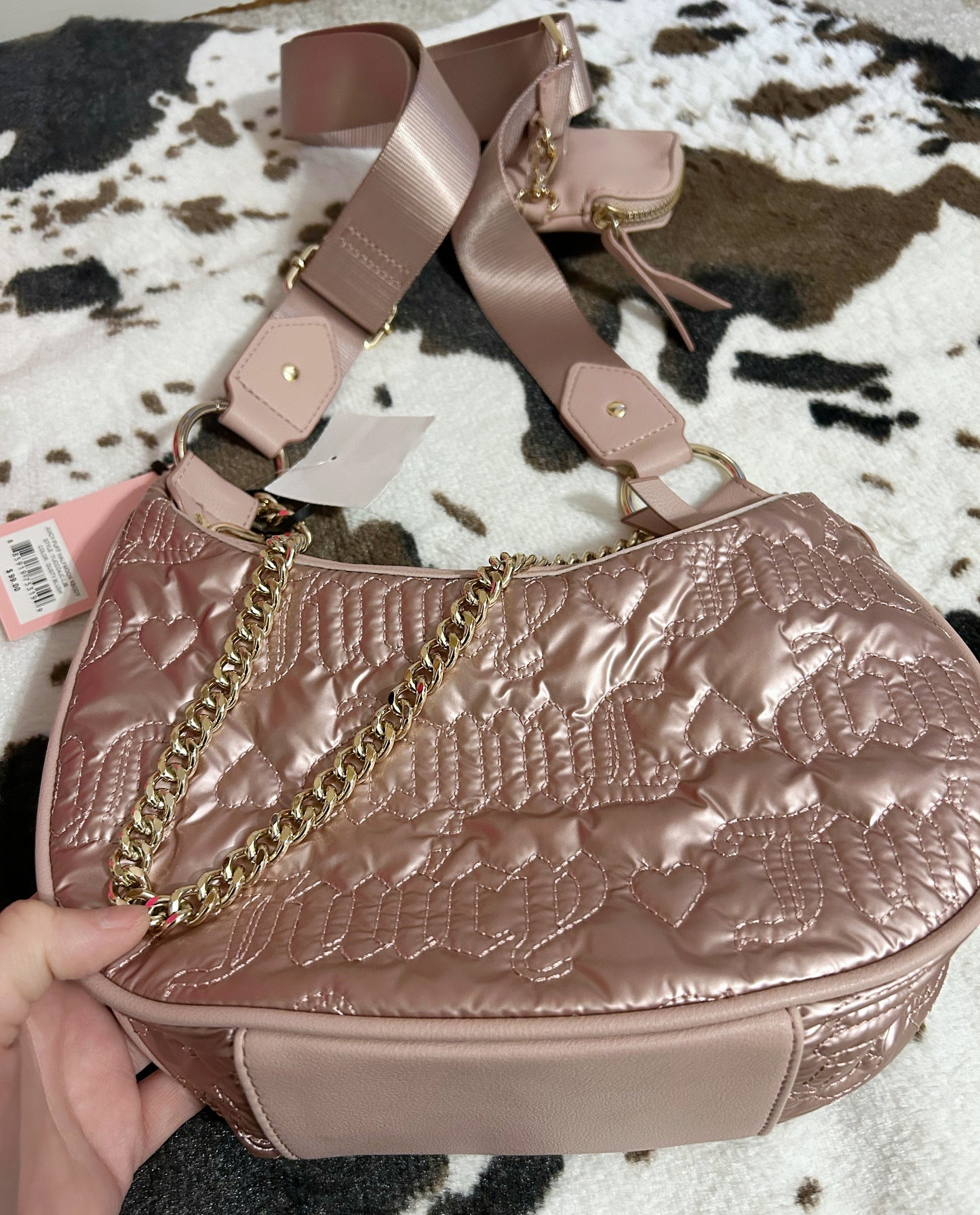 Juicy Couture Metallic pink bag with chain NWT