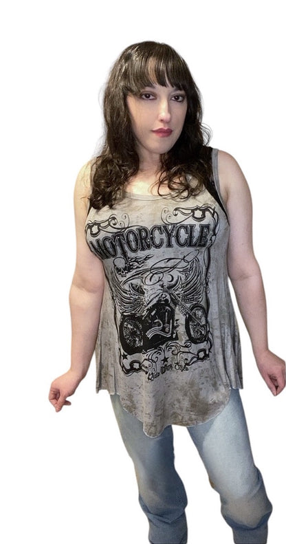 Rhinestone Lace Tank: taupe