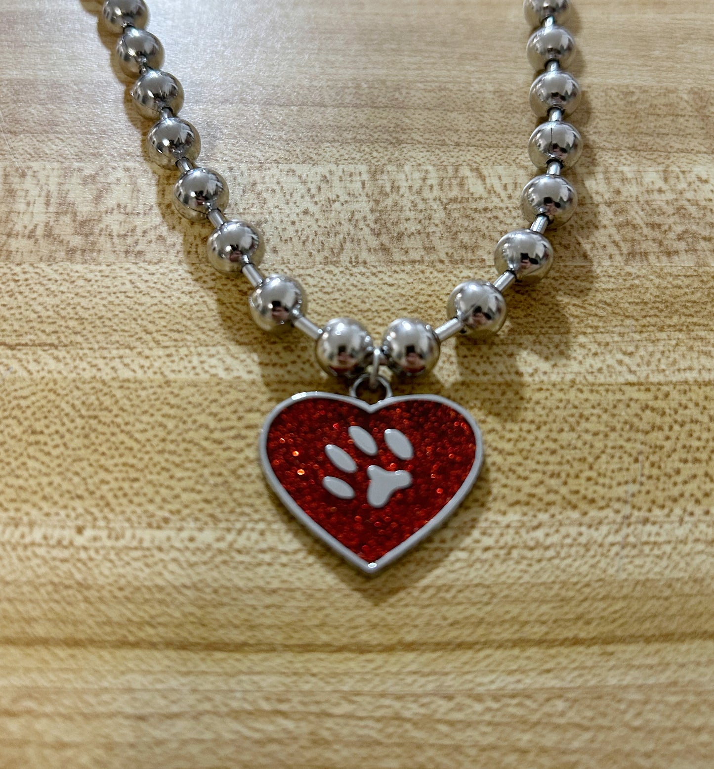 Paw Heart necklace: Red