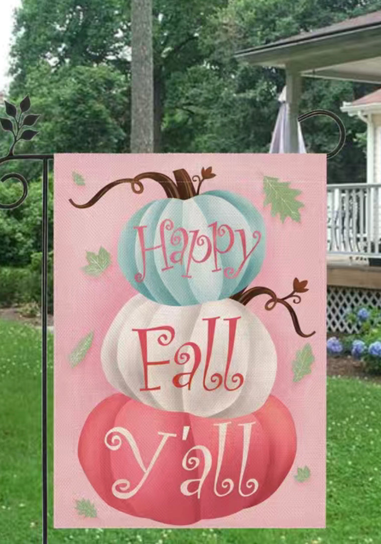 Happy Fall Pink Pumpkin Garden Flag