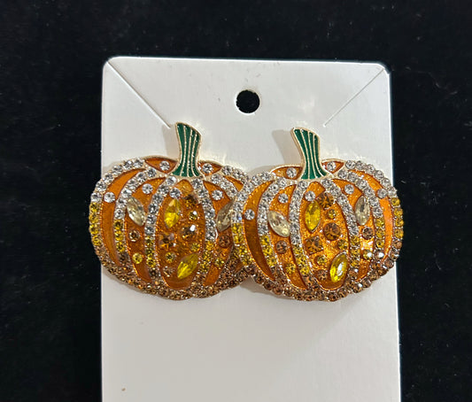 Rhinestone Pumpkin Earrings